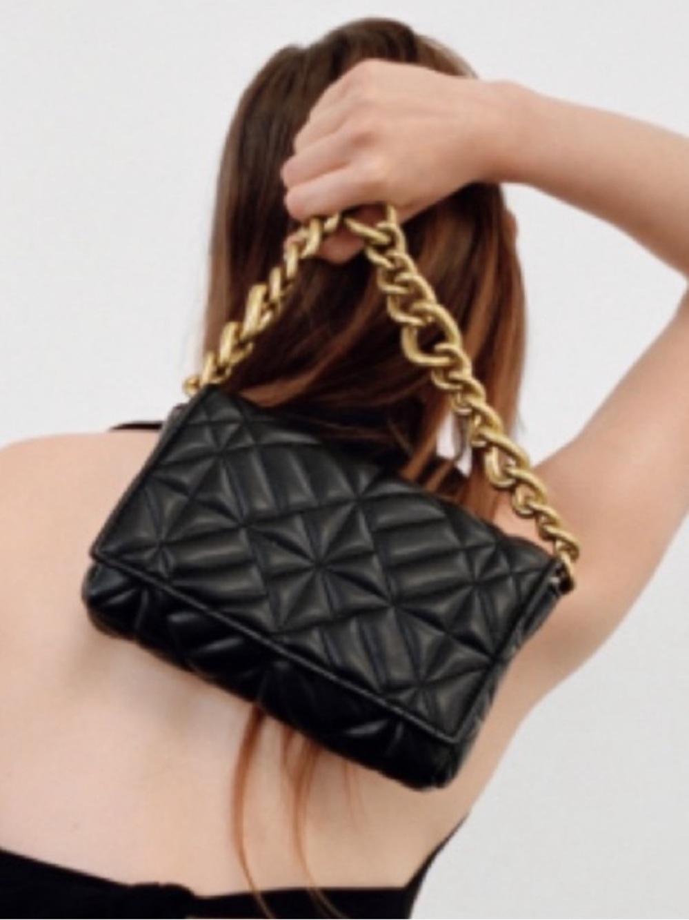 Zara Black Quilted Chain Shoulder Bag Luxury - Picture 5 of 6